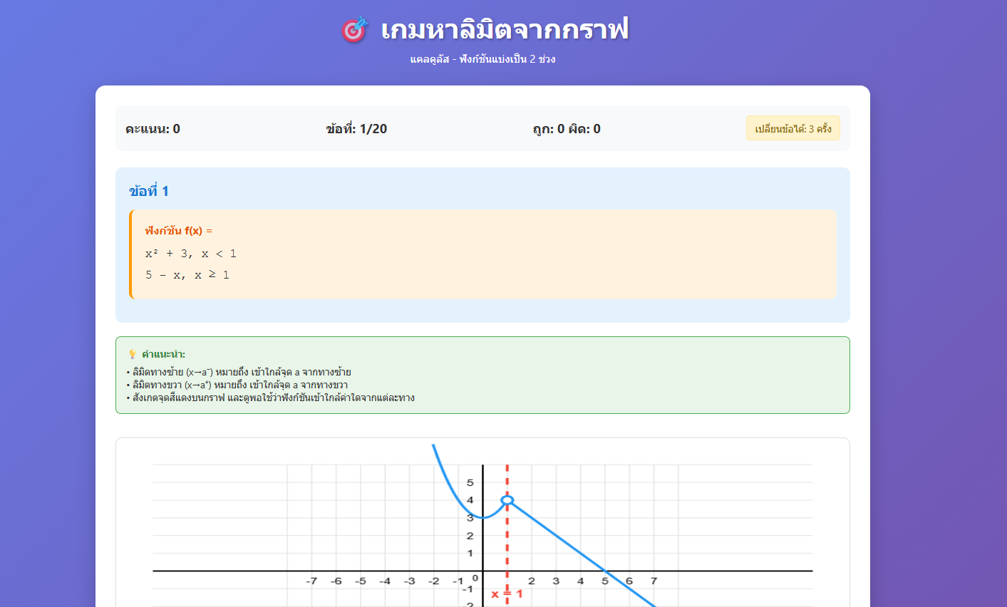 เกมหาลิมิตจากกราฟ 20 ช้อ