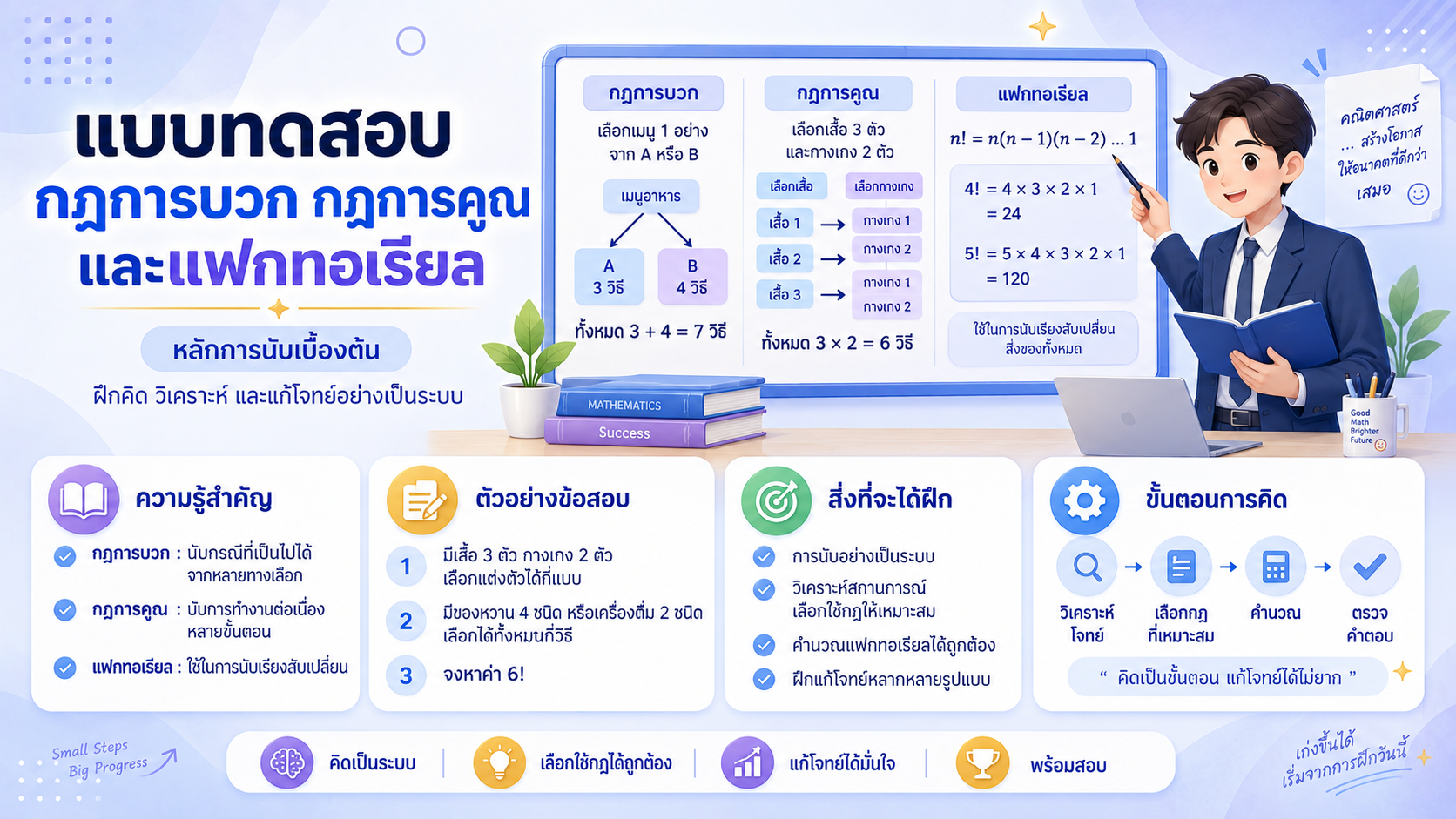 แบบทดสอบกฎการบวก กฎการคูณ และแฟกทอเรียล